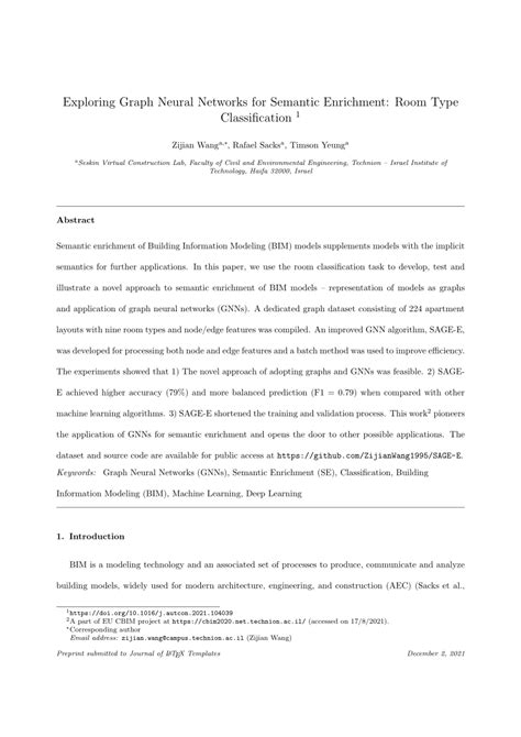 room type classification|Exploring graph neural networks for semantic enrichment: Room .